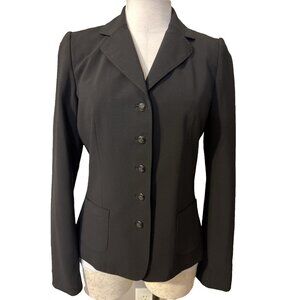 Elie Tahari Suit Jacket Blazer 8 Black Stretch Virgin Wool Minimalist Core